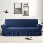 Micro Mesh Fabric Sofa Covers Dark Blue